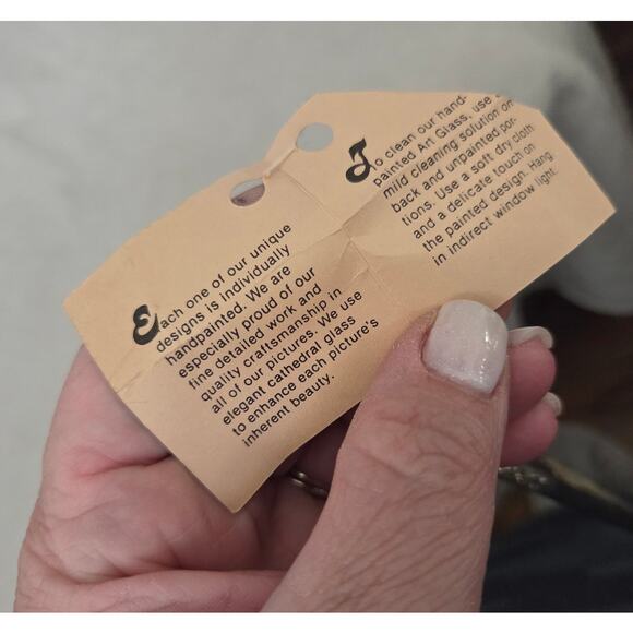 Vtg Owl Stained Glass Wall Hanging Sun Catcher West World Inc. Hand Painted - Picture 5 of 6